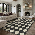 Black 6x9 Checkered Washable Area Rug - Non-Slip Living Room Carpet