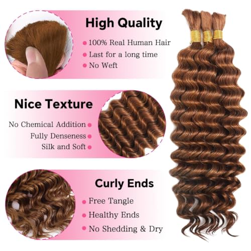 Light Brown Curly Braiding Hair Bundles - Human Hair for Boho Braids, 14-26 Inch, 150g/Pack