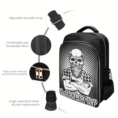 White Barber Travel Backpack Bag for Clippers & Supplies, Large Organizer, Portable Hairstylist Bag