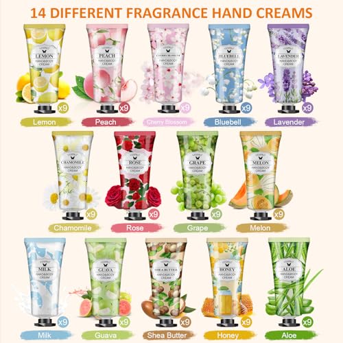 VESPRO 126 Pack Hand Cream Set, Mothers Day Gifts, Bulk Hand Lotion Travel Size for Dry Cracked Hands, Mini Hand Lotion for Easter Basket Stuffers, Bridesmaid Gifts, Employee Appreciation Gifts