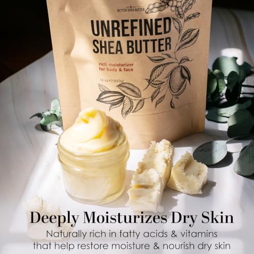 Better Shea Butter Raw Shea Butter Bar 16oz Unrefined African Moisturizer