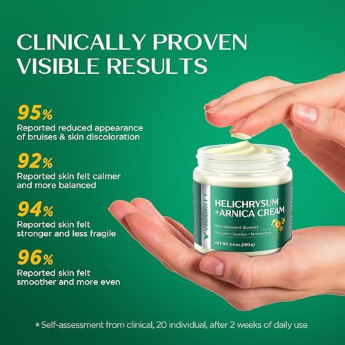Vigority Arnica Bruise Cream 3.4oz with Helichrysum - Unscented, for Sensitive Skin, 1 Pack