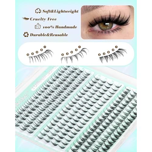 Bottom Lash Clusters 3 Styles Bottom Lashes 240PCS Wispy Eyelash Clusters Lower Cluster Lashes 5-7MM Spiky Bottom Individual Lashes DIY Cluster Eyelash Extensions by Boahankuke