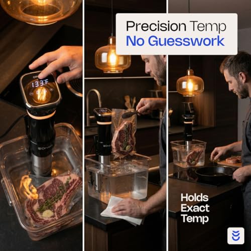 ORVEN 1100W Sous Vide Cooker with Precise Temperature Control, Stainless Steel, Digital Timer, 4-20L Capacity