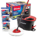 Spin Mop Bucket with 3 Extra Refill - Microfiber Floor Cleaning System, Hands-Free Wringing