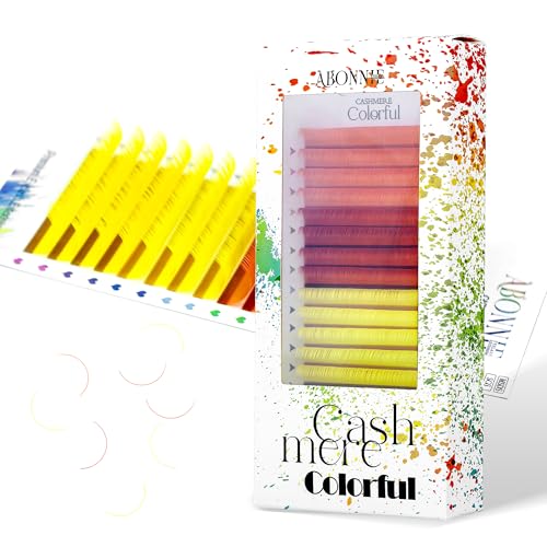 Colored Lash Extensions, 16 Rows Cashmere eyelashes, 0.07 D Curl 17-20mm Classic eyelash Extensions, Single Lash Extensions for Professional Salon Use(0.07-D-Ombre 17-20)