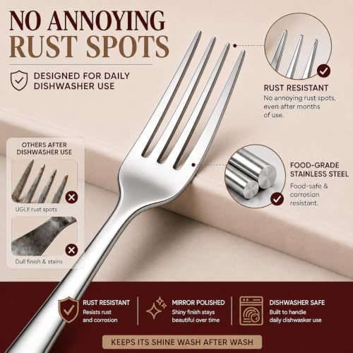 60-Piece Silverware Set for 12 - Stainless Steel Flatware Utensil Cutlery Set with Gift Box - Silver / 12 Pack