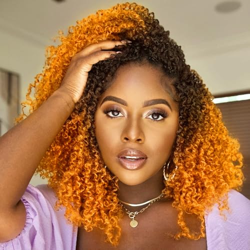 Toyotress Yanky Twist Crochet Hair - Pumpkin Ombre Ginger 12 Inch 8 Packs Pre-Looped Synthetic Braids