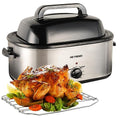 26 Quart Electric Roaster Oven with Viewing Lid, Large Stainless Steel Turkey Cooker