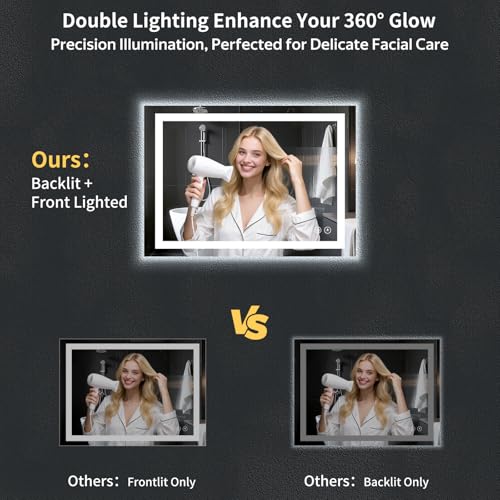 38-Inch LED Bathroom Mirror with Lights, Anti-Fog, Front & Backlit