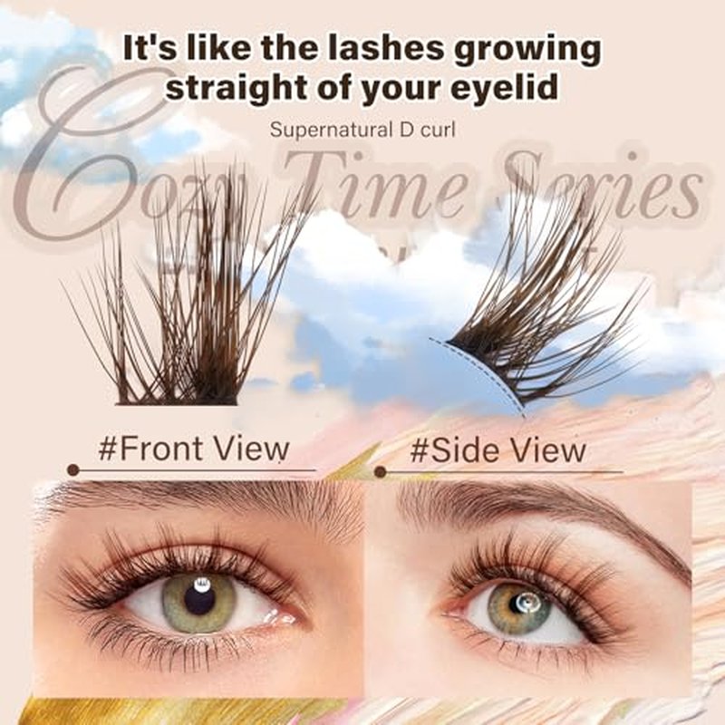 JMS&JMS Brown Lash Extension Kit 144PCS Wispy Lash Clusters Kit CC Curl 8-18MIX Cluster Eyelash Extensions Kit with Lash Bond and Seal, Lash Remover, Lash Tweezers at Home