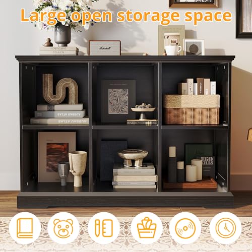 IRONCK Black 6-Cube Farmhouse Wood Storage Organizer Bookcase