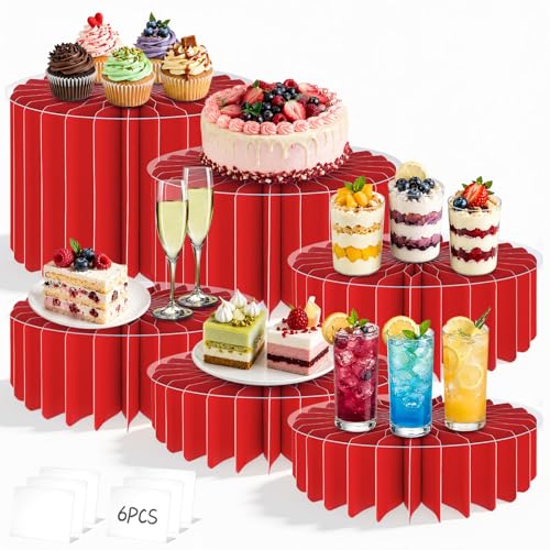 6-Pack Foldable Cake Display Risers for Catering & Dessert Tables