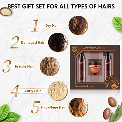 Nuspa Moroccan Argan Oil Hair Care Set - Sulfate-Free for Damaged & Frizzy Hair