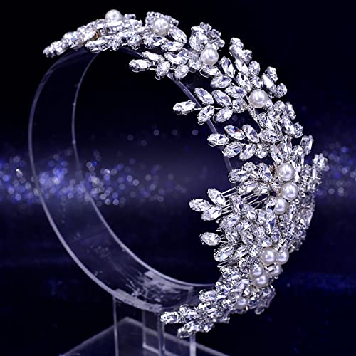 Silver Wedding Hair Comb with Pearls and Rhinestones Bridal Hair Accessory