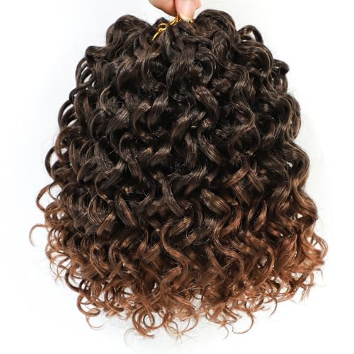 ELAOGI 8-Inch Water Wave Crochet Hair 6 Packs Short Curly Synthetic Braiding (1B/30#)