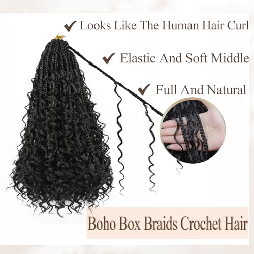 Vustbeauty 10 Inch Goddess Boho Box Braids Crochet Hair - Pack of 9, 1B
