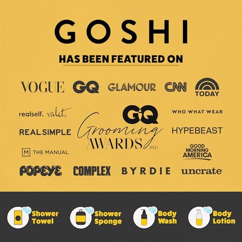 GOSHI Exfoliating Shower Sponge - Rip-Resistant, Rapid-Drying Exfoliating Bath Sponge for All Skin Types - Grey - Made in Japan