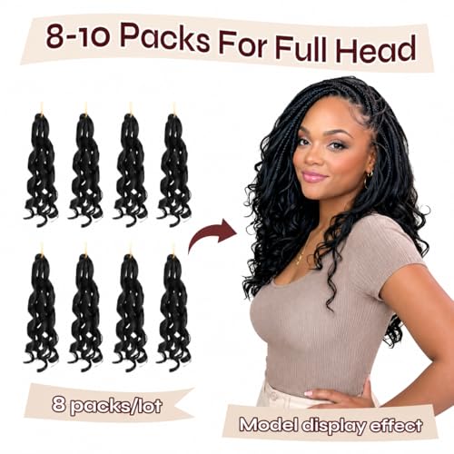 French Curl Braiding Hair 12 Inch Human Hair Blend - 8 Packs - 1B, Easy DIY Style