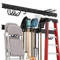 68-Inch Garage Tool Storage Rack with 12 Double Hooks & 4 Rails - Heavy Duty Wall Organizer