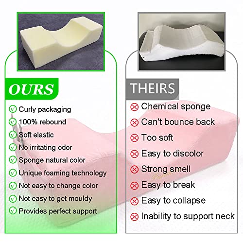 Puransen Lash Pillow for Lash Extensions - Comfortable Velvet Memory Foam Eyelash Pillow, Protect The Neck When Used for Lash Extension Grafting Make Up (Pink)