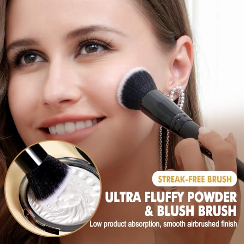 Professional Makeup Brush Set with Holder - 19 Pcs, Synthetic Bristles, Travel Friendly