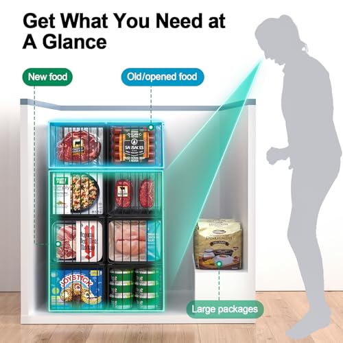 Black Freezer Organizer Bins 6 Pack for 5/7 Cu.FT Deep Freezer