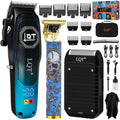 Professional Men¡¯s Grooming Kit, Barber-Grade Cordless Hair Clipper, Beard Trimmer & Shaver Set with High-Speed Motor, USB Fast Charging, LED Display, Salon & Home, Gifts for Men, Gradient Blue