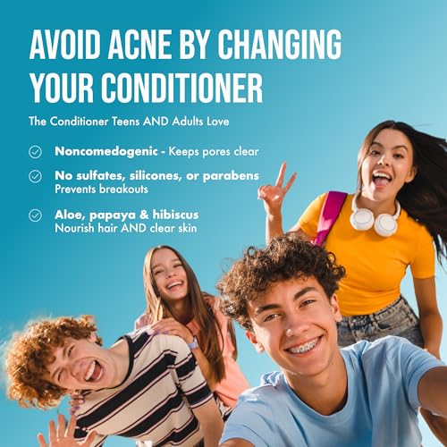 Teenology Teen Conditioner Vanilla Almond - Acne-Free, Sulfate & Paraben Free, Gentle Hair & Skin Care