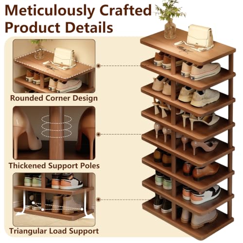 Vertical Shoe Rack 8 Tiers Tall Shoe Shelf for Closet Entryway Space Saving