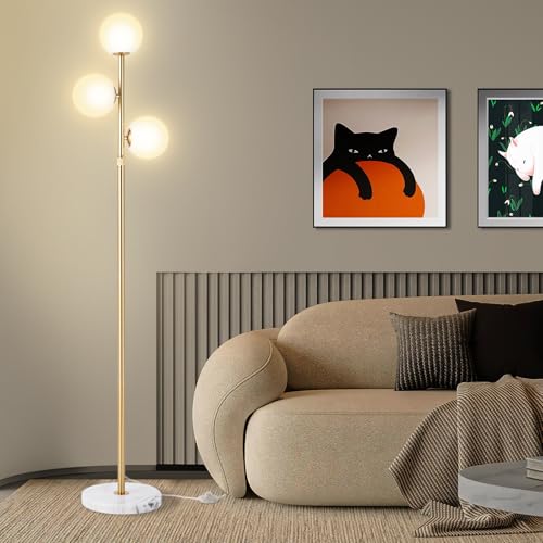 Vallerico Gold 3-Globe Mid Century Floor Lamp for Living Room