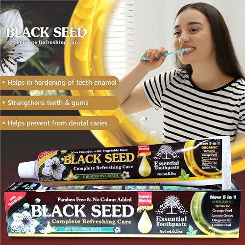 Black Seed Toothpaste - Fluoride-Free Organic Oral Care, 6.53oz Pack of 6