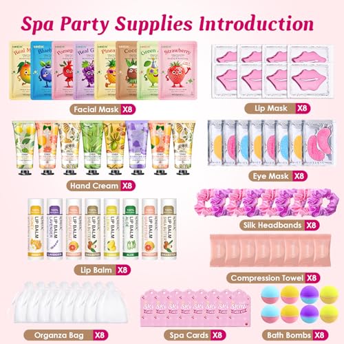 Spa Party Supplies Kit for Girls - 80 Pieces Sleepover & Birthday Set