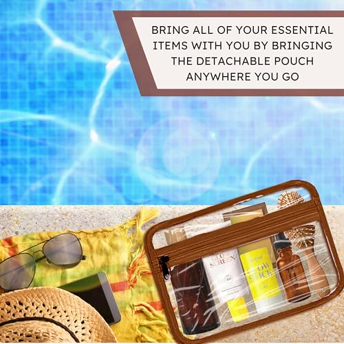 Women's Travel Toiletry Bag with Removable Pouch & Hanging Hook - Water Resistant Off White Faux Leather