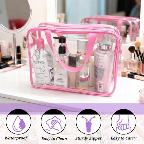 Multicolor Large Clear Travel Toiletry Bag Set Waterproof Cosmetic Organizer with Handle