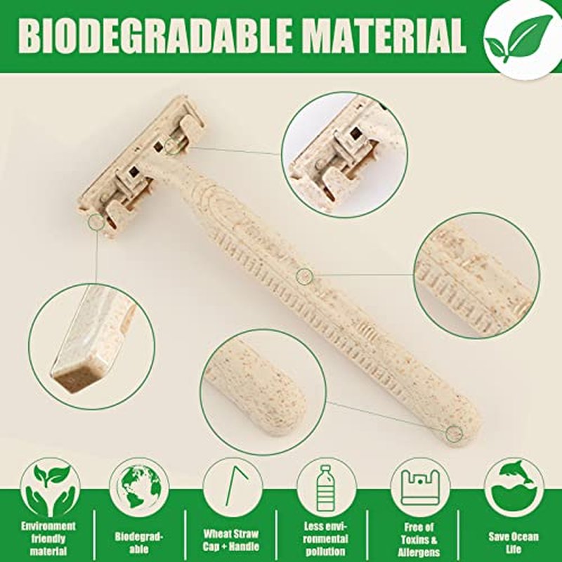 EZ Disposable Razor - 50pcs Eco Friendly Disposable Three Blade Shaving Razor for Men/Women's Grooming, Biodegradable Single-Use Body & Face Shaver for Eco Friendly Product Gifts