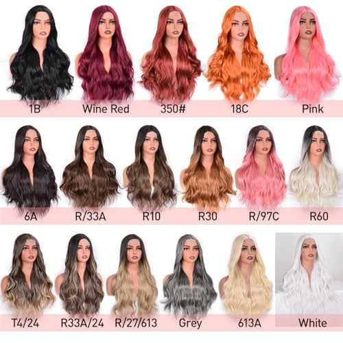 Vitorish 28 Inch Ginger Orange Wavy Lace Front Synthetic Wig for Women - Model 18C#