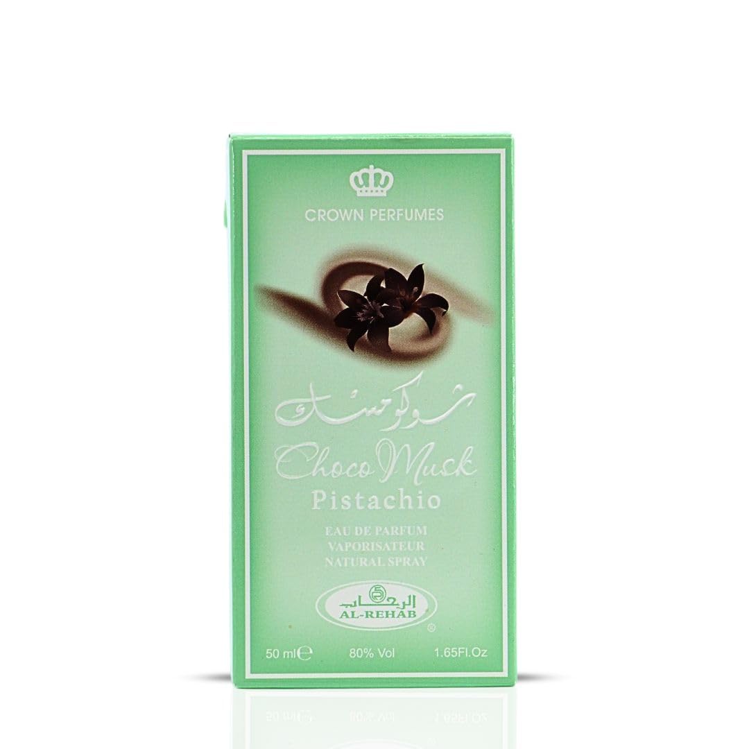 Al-Rehab Choco Musk Pistachio Eau de Parfum for Women & Men - 50ml (1.65 oz) | Nutty Gourmand Perfume with Pistachio, Chocolate & Vanilla | Sweet, Creamy & Addictive | Long-Lasting Arabian Fragrance