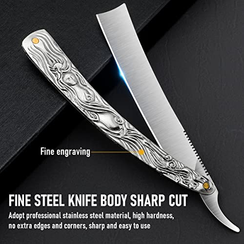 Professional Men's Straight Razor Set with Cowhide Leather Strop - Precision Shaving Kit