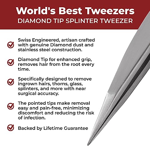 Professional Diamond Tip Tweezers for Precision Hair and Splinter Removal