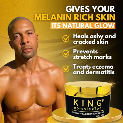 King Complexion Cocoa Body Butter - Large 8 oz with Shea & Coconut Oil — Natural Glow & Ultra Hydration for Black Skin - Skin Care, Body Moisturizer, Massage