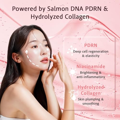 Salmon DNA PDRN Collagen Face Mask ? Korean Face Mask for Glass Skin ? Collagen Face Masks Skincare Overnight Hydrogel ? Firming, Hydrating Face Masks, Pink Collagen Mask 4-Pack