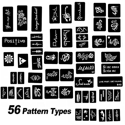 HAWINK Temporary Tattoo Markers for Skin, 10 Body Markers + 56 Large Tattoo Stencils, Dual-End Tattoo Pens Make Bold and Fine Lines ZYH2208001KIT