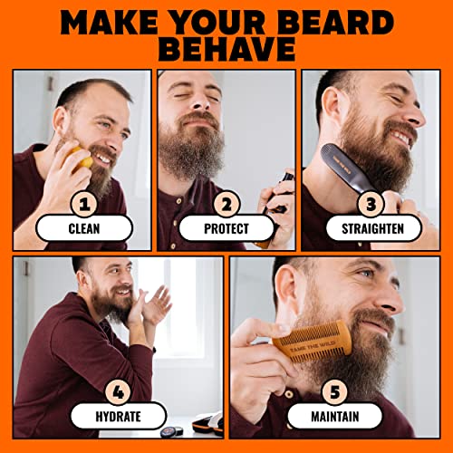 Tame the Wild 6-Piece Premium Beard Grooming Kit with Heated Brush & Accessories