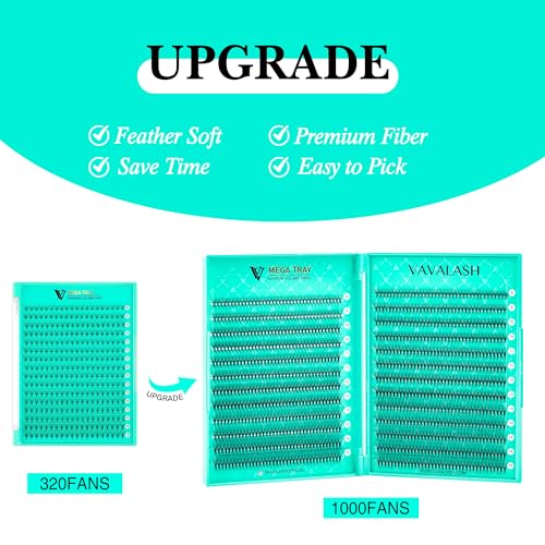 VAVALASH Premade Fans Eyelash Extensions 6D 8D 10D 16D 0.05 0.07 Thickness C/D Curl Premade Narrow Fans Lash Extension 8-15mm Mixed Length Thin Base Handmade Volume Lash Extensions (10D,0.07-D-8-15MM)