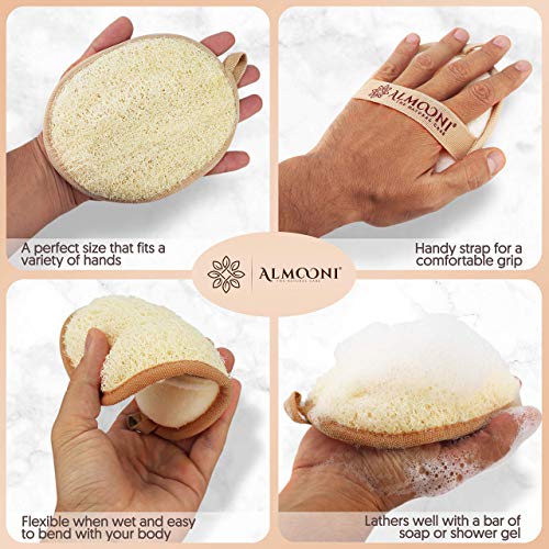Natural Egyptian Shower Loofah Sponge & Pad Bundle for Exfoliating Skin