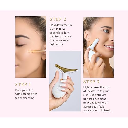 Red Light Therapy Face Massager Tool - with 7 LED Colors - Skin Care Beauty Device for Neck and Facial Tightening and Lifting