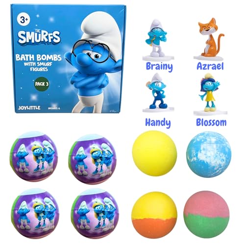 Smurfs Bath Bombs with Action Figures - Pack 1 - Lavender, Jasmine, Rose, Gardenia
