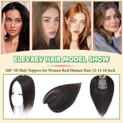 16 Inch Light Brown Human Hair Topper for Women Thinning Hair - ELEVAVE