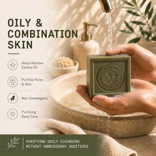 Olive Oil Soap Cube - French Marseille Soap 3.5 oz Pack of 3 - Minimalist Fragrance-Free